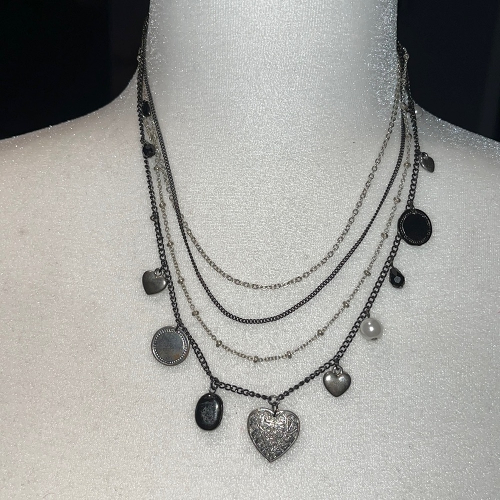 Multi layered chain necklace adjustable lengths fashion stylish dangling charms